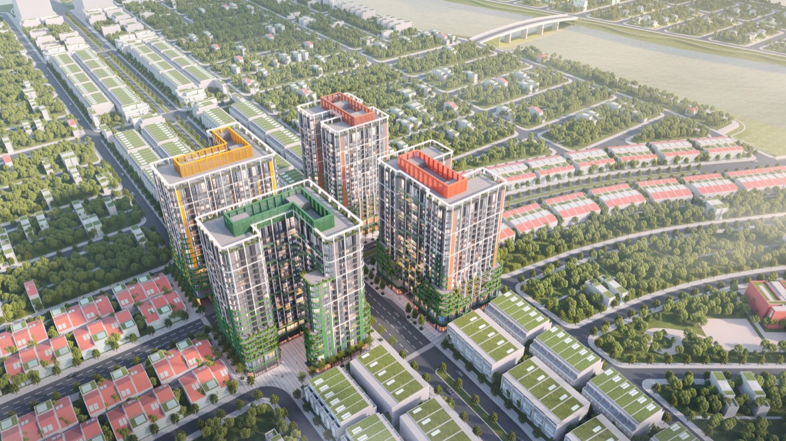 Phối cảnh toàn khu FourS Tower từ trên cao